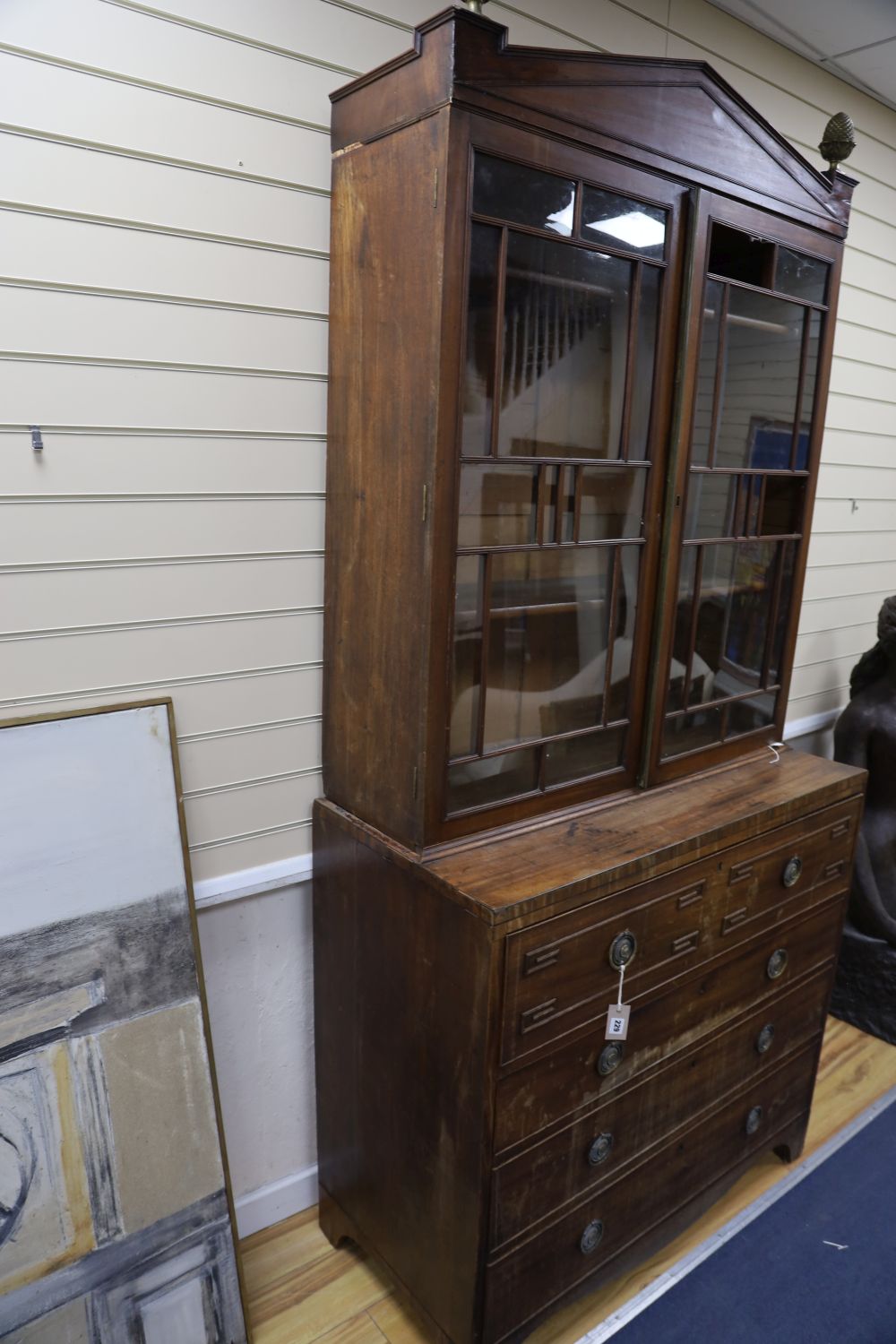 A Regency mahogany secretaire bookcase, width 106cm depth 51cm height 230cm